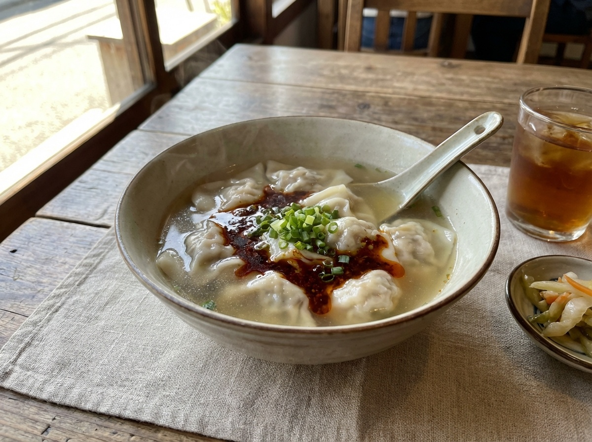 サンラータン風きのこ餃子スープ